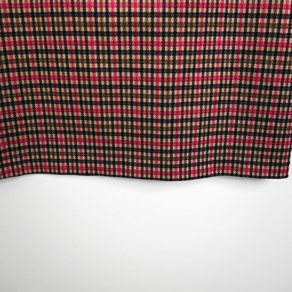 TOMMY HILFIGER Red Tan Olive Green Black Plaid Houndstooth Shift Dress - Size 4 - Picture 4 of 14